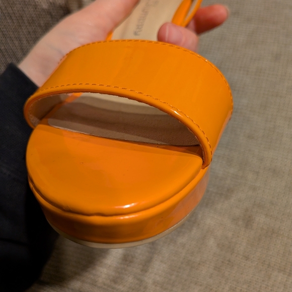 Orange Block Heel Sandals - Picture 9 of 16